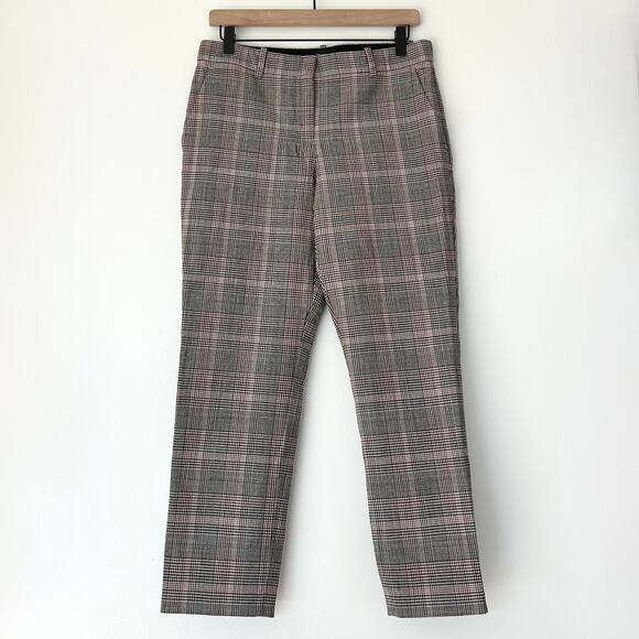 Theory Treeca 2 Deco Portland Plaid Cropped Pants 6 Wool Blend Tailored Trousers - Picture 2 of 14